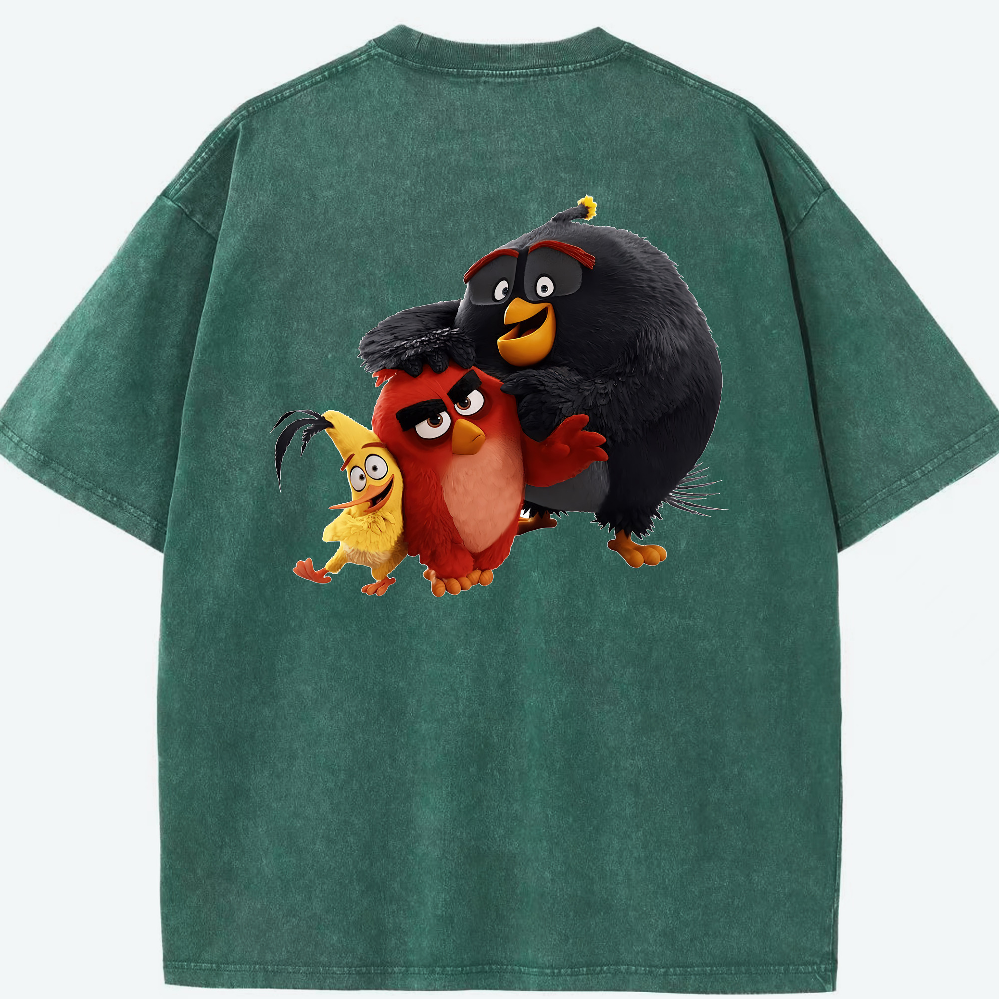 （画像用） Angry Birds アングリーバード 綿100% ヴィンテージ風 半袖Tシャツ（背面プリント）